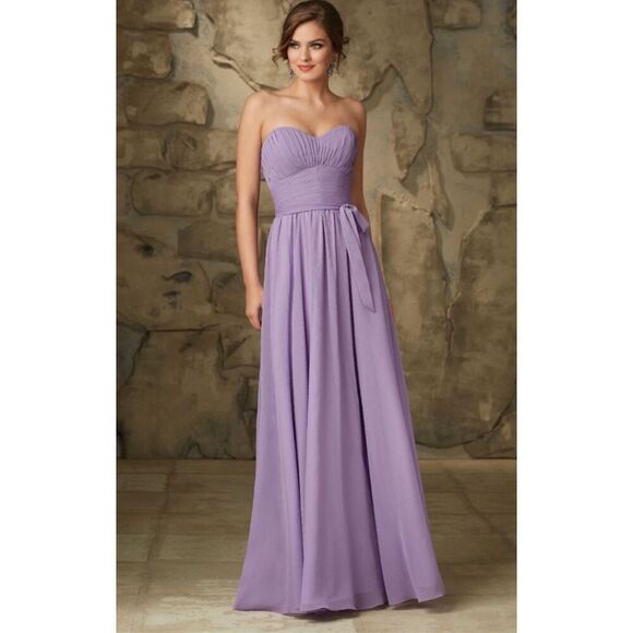 Morilee NEW size 10 strapless Luxe Chiffon Long Dress in Violet - Style 20462 - Picture 1 of 6